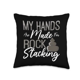 Rock Balancing Stone Stacking Game Art Balancer Throw Pillow