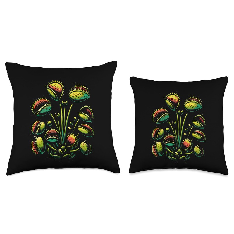 Carnivorous Plant Venus Fly Trap Retro Throw Pillow