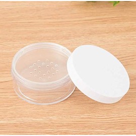 DNHCLL 2PCS 50ML Plastic Empty Clear Make-up Loose Powder Container Case, Soft Sponge Powder Puff Case White Lid and Sifter Foundation Box