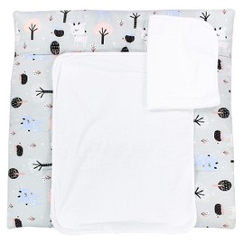 TupTam Changing Mat with 2 Waterproof Terry Cloth Covers - Soft Padded & Skin-friendly MAR02579 Deer/Hedgehog/Grey Size: 75 x 85 cm