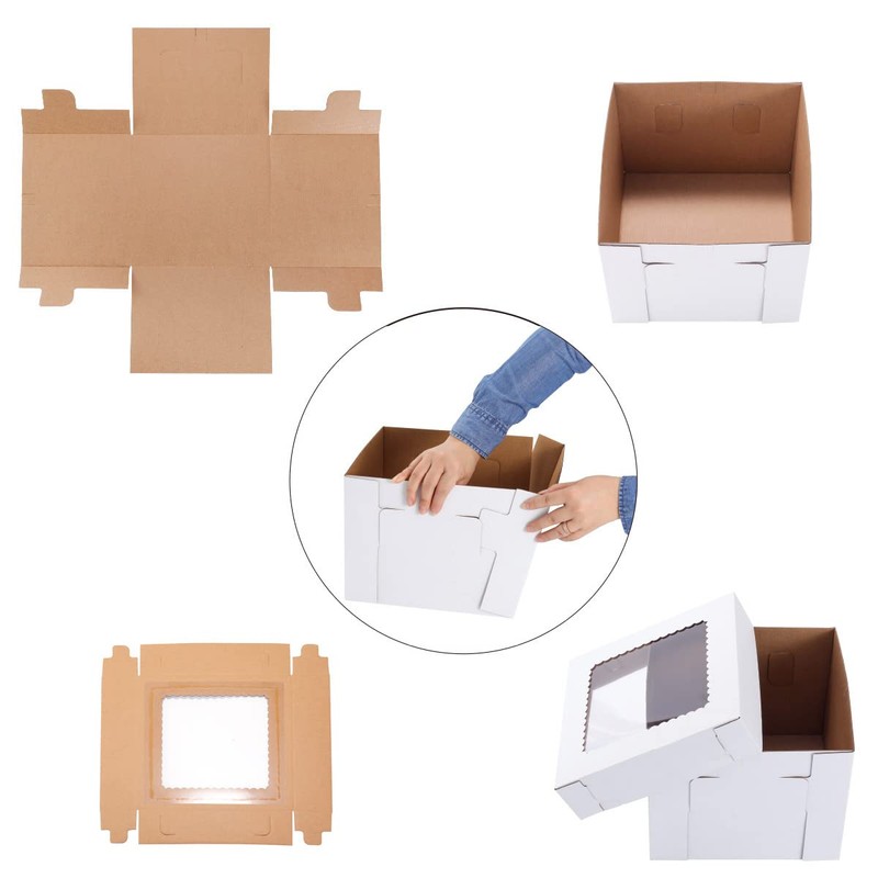 Huoshange Tall Cake Boxes for Tier Cakes,12x12x12 Inch [3 Pack