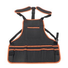Tool Apron Multiple Pockets Oil Proof Waterproof Oxford Cloth Adjustable Garden Work Tool Apron for Cooking Woodworking Orange Edging