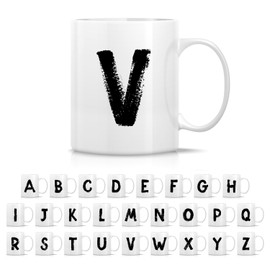 Retreez - Taza de monograma con monograma con texto en inglés "A-Z" con texto en inglés "Apreciación gracias a la Z - Regalos de cumpleaños para su amiga, compañera de trabajo, hermana, mejor amiga - Inicial V