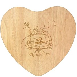 'Just Married Couple Car' Wooden Heart Shaped Chopping/Cutting Board (WB00081087)