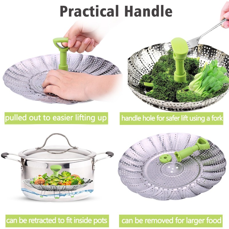 Consevisen Vegetable Steamer Basket for Cooking Food, Stainless Steel Veggie