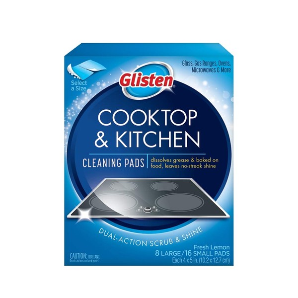 Glisten GC0608T Cooktop & Kitchen Cleaning, 8 Large/16 Small Pads, White