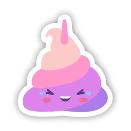 VulgrCo Happy Cute Laughing Colorful Unicorn Poop Emoji Animal Funny Sticker Vinyl Waterproof UV Resistant Decal For Phones Laptops Water Bottles Tumblers Boats Cars Trucks Windows Kayak 3" inch