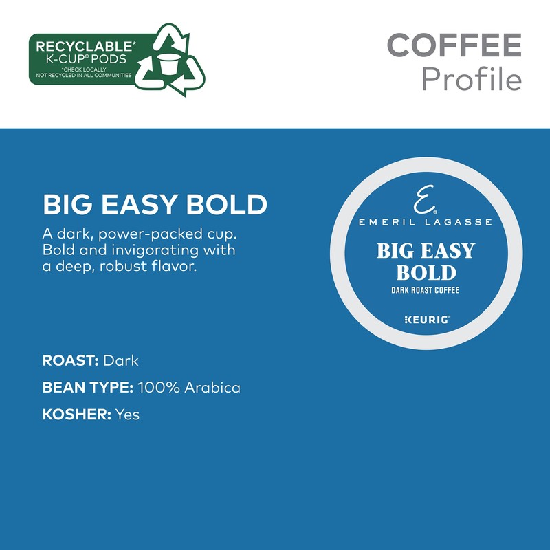 Emeril Big Easy Bold, Single-Serve Keurig K-Cup Pods, Dark Roast
