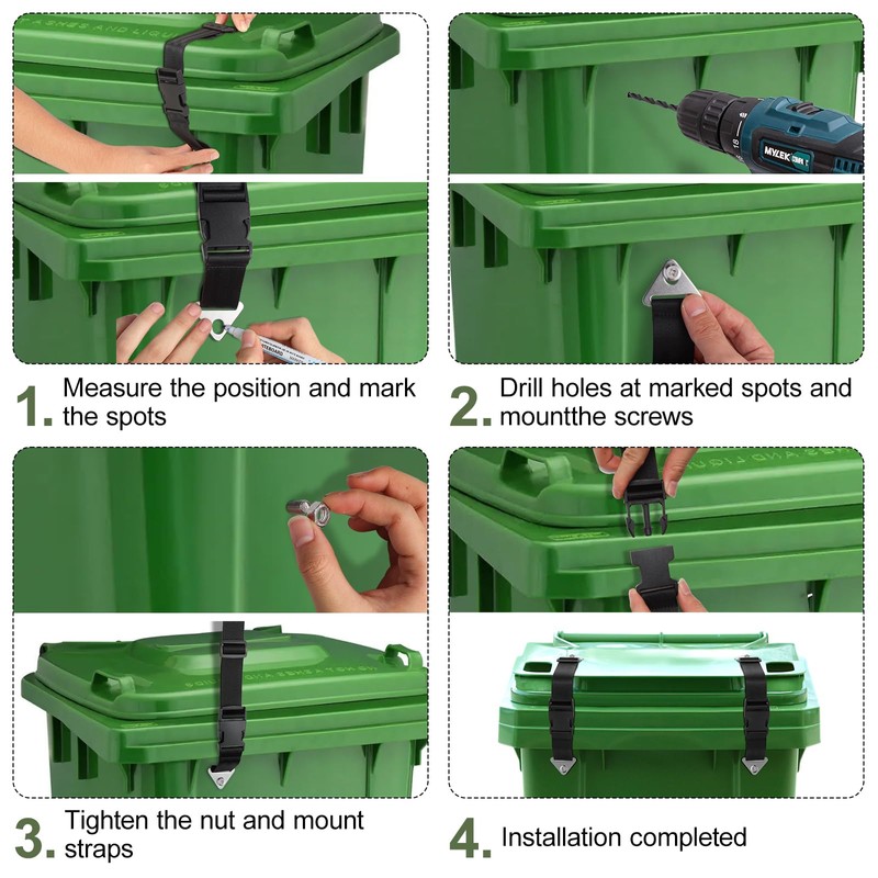 Raccoon Resistant Trash Can Lock Strap - Prevent Animal Rummaging