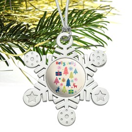 GRAPHICS & MORE Holly Jolly Christmas Metal Snowflake Christmas Tree Holiday Ornament