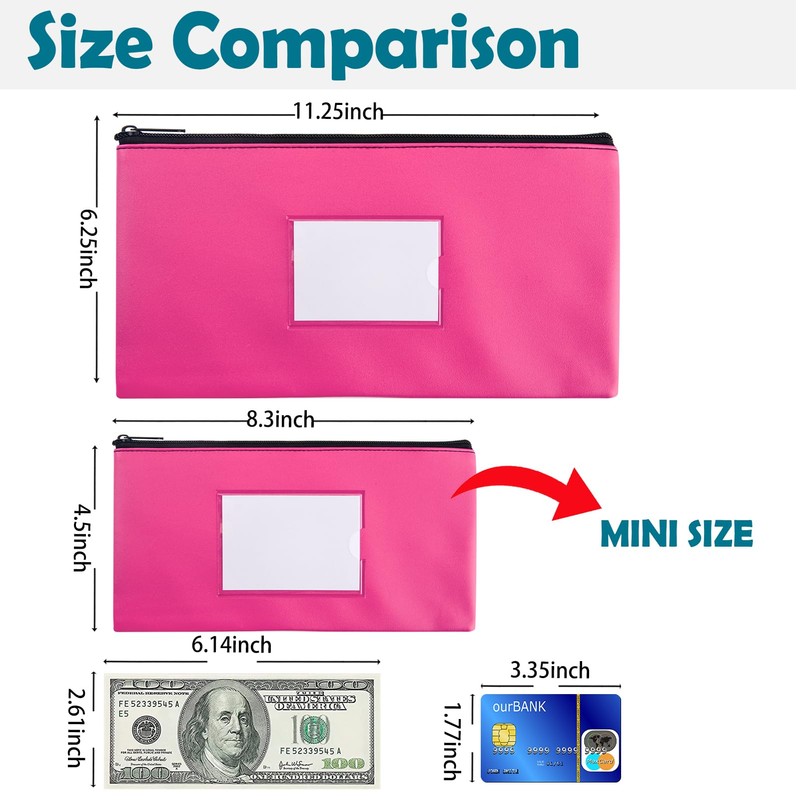 NICKANG 7 Pack Mini Bank Money Bag for Cash, 8.3"