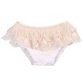 stylesilove Baby Girls Crochet Fringed Cotton Bloomers (100/12-18 Months, White)