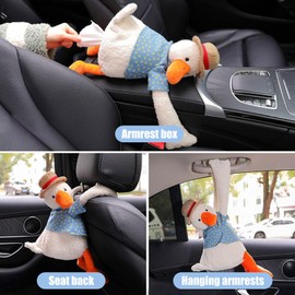 Cute Car Tissue Holder - Cute Plush Duck Animal Tissue Box Holder - Hanging Funny Animal Car Tissue Box Napkin Box Holder for Home Office Car Bathroom Decoration