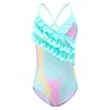 Big Girls One Piece Swimsuits Mermaid Ruffle Bathing Suits Adjustable