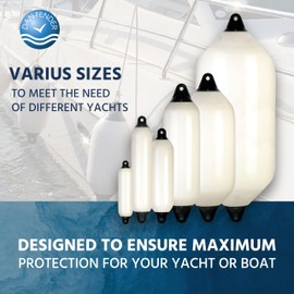 Dan-Fender Heavy Duty Boat Fender 1025 - Bumper for Boats (36-40 ft Long) - Strong & Flexible PVC, All Weather Conditions, Universal Fit Boat Accessories for Docking (Eggshell)