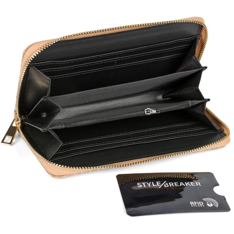 styleBREAKER 02040148 Women's Cork Purse with Geometric Metallic Prism Pattern