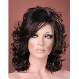 Forever Young UK Ladies Medium Style Tousled Full Curls Dark Brown Fashion Wig