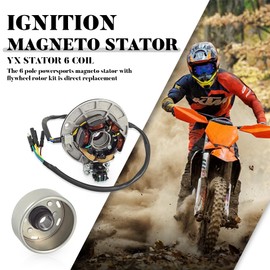 YX Stator 6 Coil Ignition Magneto Stator with Flywheel Rotor Kit for YX 140cc 150cc 160cc Pit Dirt Bike 5 Wire Copper Powersports Stators