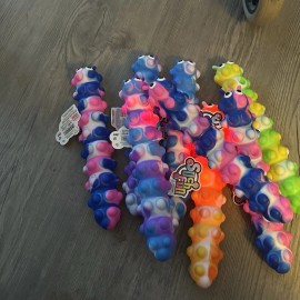 Such Fun 3D Caterpillar Sucker Pop Light-Up, Silicone Suction Fidget Toy Blue Pink