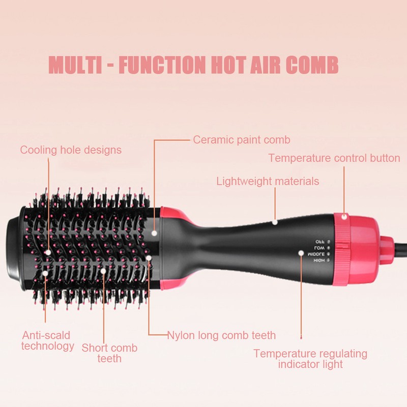 MultiFunctional Hair Dryer Blowing Comb Adjustable Hair Straightening Curler Styling