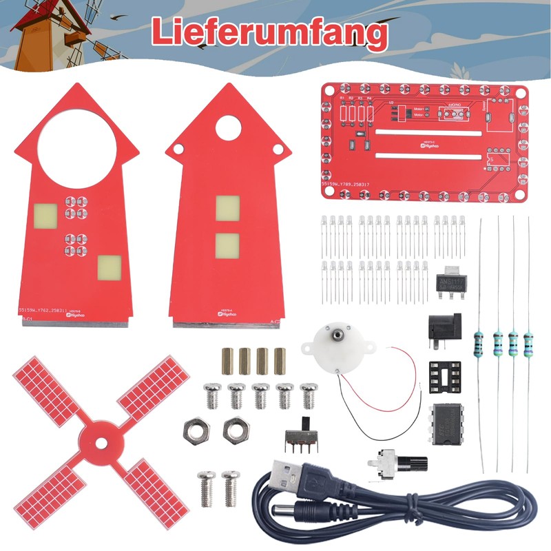 DIY Windmill Soldering Kit, ElektoLoter LED Windmill Electronic Construction Kit