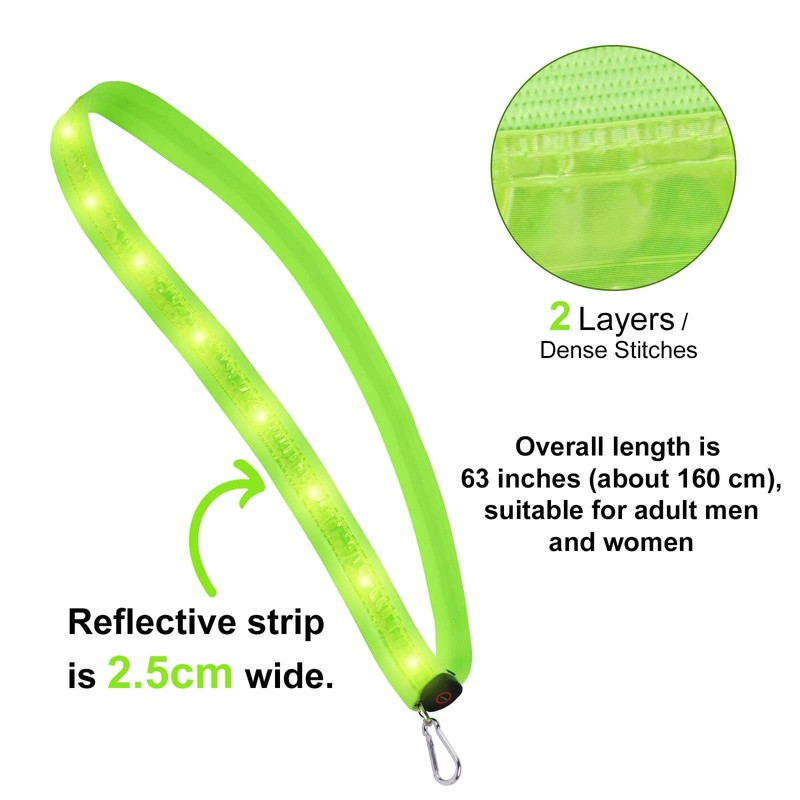 flintronic Reflective Belt Sash Gear, Luminous Led Safety Shoulder Strap,