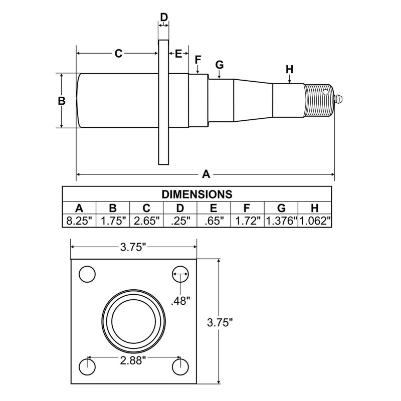 Rigid Hitch Single 5-Bolt Hub Assembly w/Flanged, Tapered Spindle and