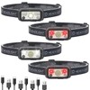 Hilngav Headlamp Rechargeable, 4 Pack White Red Headlamp Flashlight, Motion