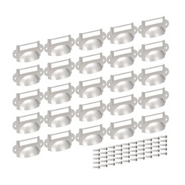 Sourcingmap Label Holder Pull Handles, Vintage Carbon Steel Label Frame Drawer Knobs for Cabinet Cupboard, Silvery 69x35mm Pack of 25 w Screws