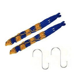 Chicken Vegetable String Bag Poultry Fruit Holder Chicken Cabbage Feeder Treat Feeding Tool with Hook for Hens Chicken Coop Toy for Hen Goose Duck (Yellow with Blue, One Size)