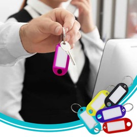 Pack of 24 Keyrings with Labels - 6 Colours, Plastic Box with Extra Labels, Key Tags and Key Tags with Ring Also for Pets, Luggage or USB Sticks