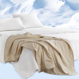 Sharper Image Cozy Jersey Knit Throw Blanket Ultra-Soft & Cooling Touch Throw Chic Ogee Quilting, All Season & Lightweight Summer Throw Blanket Cozy T-Shirt Handfeel, Gift Ready, 50x60, Tan