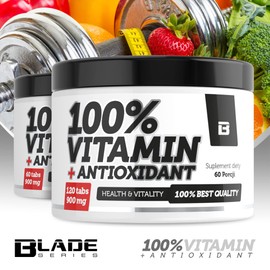 Blade Series 100% Vitamin and Anioxidant Tablets - Vitamins and Minerals Trace Elements Antioxidants Green Tea Extract and Grape Seeds - Contents 120 Tablets 2 x Daily