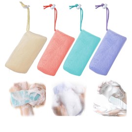 KQHOMEI Foaming Net, Facial Washing Net, Easy To Make Foams With Soap, Soap Net, Whip Facial Cleansing, Dense Foam, Pore Care, For Facial Cleansing, 6 Layered Foaming Net, Set of 4, Adult Product,