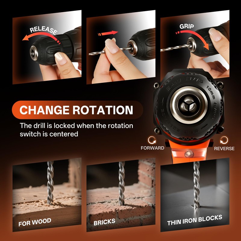 COMOWARE Household Tool Set with 20V Cordless Drill Driver, 120Pcs