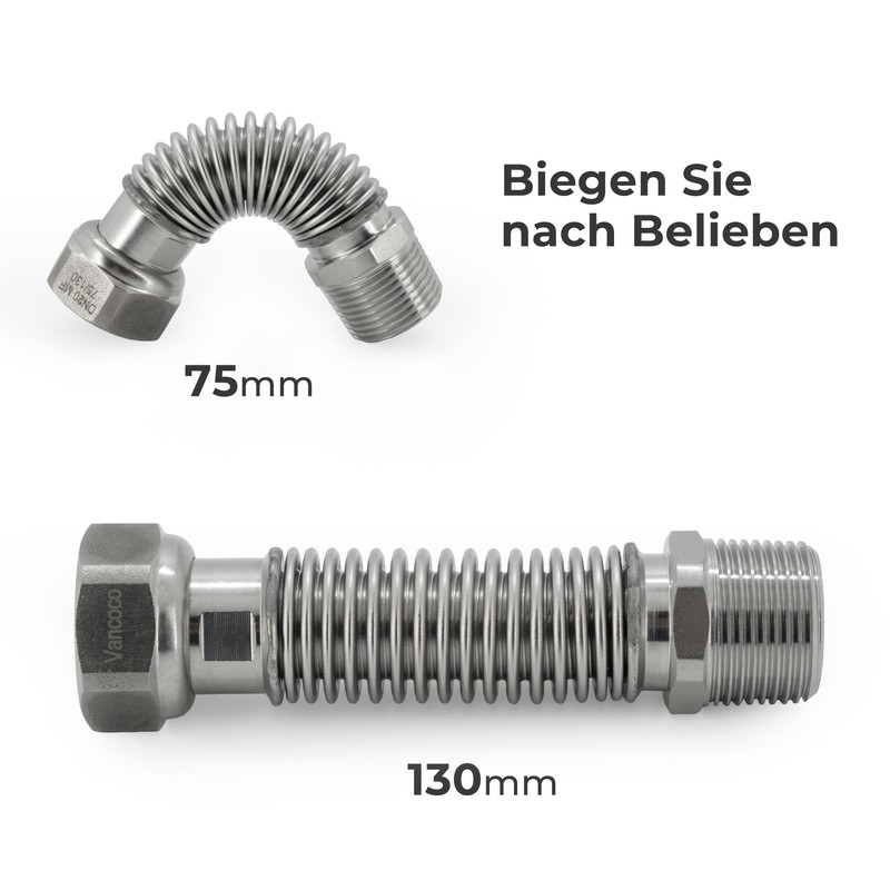 Vancoco Stainless Steel Flexible Pipe 3/4 Inch Corrugated Pipe Extendible