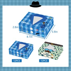 24Pcs Happy Father's Day Cookie Boxes with Window, Father Day Party Cookie Gift Cardboard Paper Treat Boxes Cookie Goody Container for Happy Father's Day Party Supplies