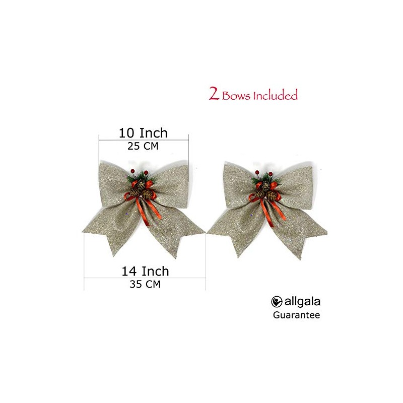 Allgala Christmas Decorative Bows for Wreath Garland Treetopper Christmas Tree