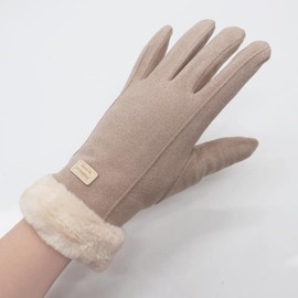 CAMSTIC Women's Fashion Winter Touchscreen Gloves with Fluffy Cuff and Warm Fleece, Camel