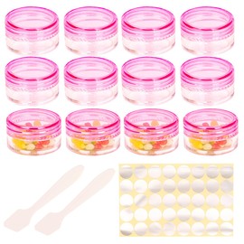 12 Pcs Empty Plastic Cosmetic Jars, 5ml Sample Containers Pots Bottles,sample pots for cosmetics, Travel Cosmetic Jar Pots with Lids,travel pots for cream,travel cream pots for toiletries