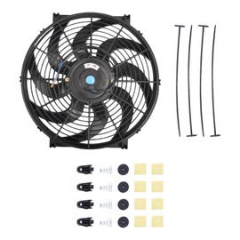 SSN 14 Inch Electric Radiator Cooling Fan Mount Kit, Push Pull Electric Radiator Universal Slim Fan with 12V 90W Mount Kit Black