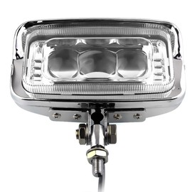 Motorcycle Square Vintage 3 LED'S Headlight Retro Headlamp Front Light Lamp Chrome Hi/Lo Beam FOR Chopper Cafe Racer Bobber Custom Moto