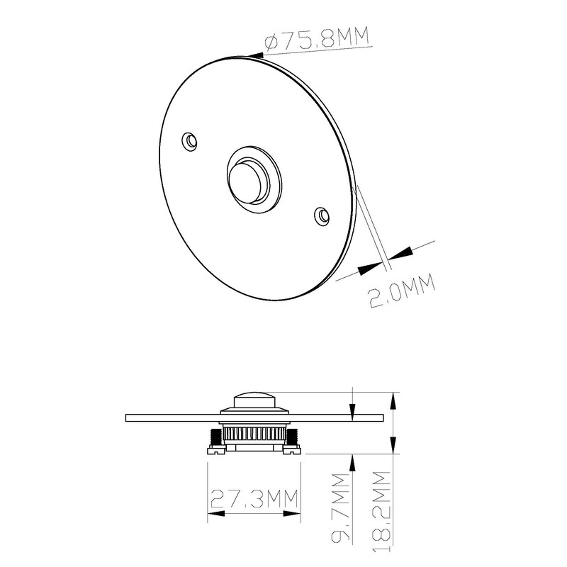 HUBER Flush-Mounted Bell Push 1-Way Stainless Steel Round Door Bell