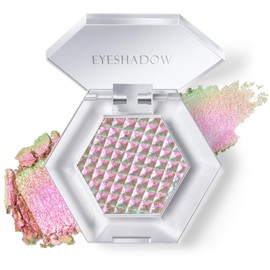 HOSAILY Sombra De Ojos Rosa Con Brillo Chameleon Mermaid, Sombra De Ojos Única Multicolor Con Brillo En Crema Y Polvo, Paleta De Maquillaje Iluminador Y Holográfico Brillante Con Cambio De Color 02