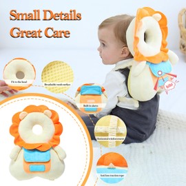 Baby Head Protector Backpack for Falling Crawling and Walking Toddler Essentials Harness Infant Koala Toys Helmets Baby Lover Gifts for 0.5-3 Years 6-12 Months (Lion-B)