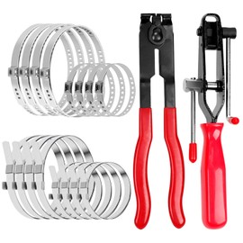 Glarks 18pcs Auto CV Joint Boot Clamp Pliers with CV Boot Clamps Kit, 16Pcs 20-50mm 50-120mm 45-80mm 45-170mm Ear Type & No Hole Type Joint Axle Boots Clamps and 2Pcs CV Clamp Tool Car Banding Tools