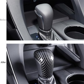 Zacxoxsr No Adhesive Gear Shift Knob Cover Trim Protector Cap Glue-Free for Toyota 2018-2025 Camry 2019-2024 Corolla 2019-2022 Avalon Accessories(1. Carbon Fiber Grain)