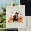 Dlzdn Fall Tuxedo Cat Pumpkin Canvas Tote Bag For Women