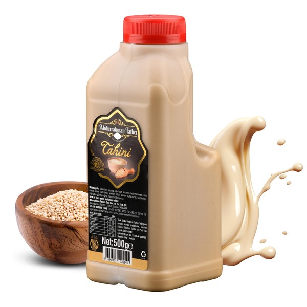Abdurrahman Tatlıcı Tahini, 1.1lb, Tahini Paste for Hummus, Tahini Cream,