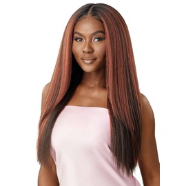 Outre Airtied 100% Fully Hand-Tied Wig - Human Hair Blend - Perm Yaki 26" (JET BLACK 1)